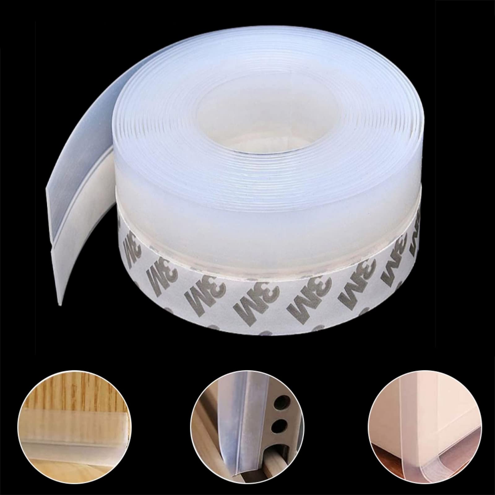 wordmouk 10 m Silicone Seal Strip Door Strip Bottom Weather Stripping Window Sealing Strip Draught Excluder Tape for House Door Waterproof, Windproof, Dust Proof, Soundproof, Insects Proof, 45 mm