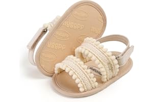 Ohwawadi Baby Girls Sandals Soft Sole Summer Infant Wedding Dress Flat Shoes Beach Sandal Newborn Crib Shoes First Walkers