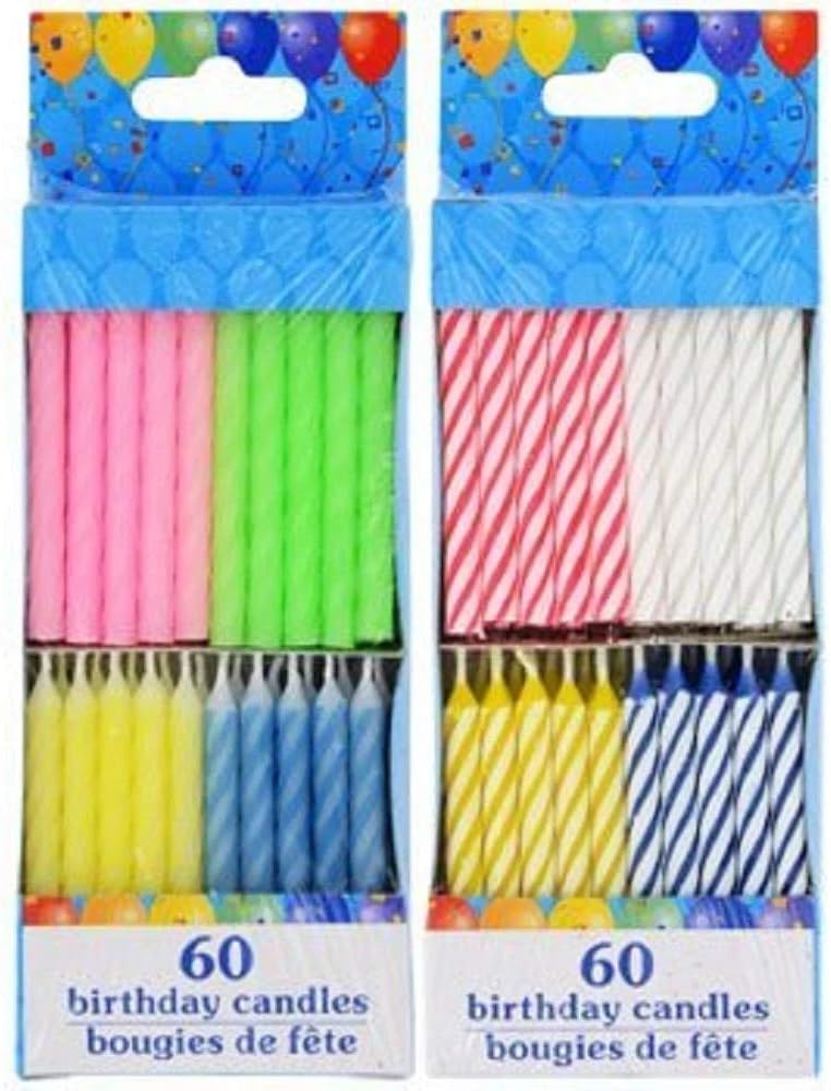 120 Spiral Birthday Candles 60 Pastel and 60 Spiral Brights: Home & Kitchen