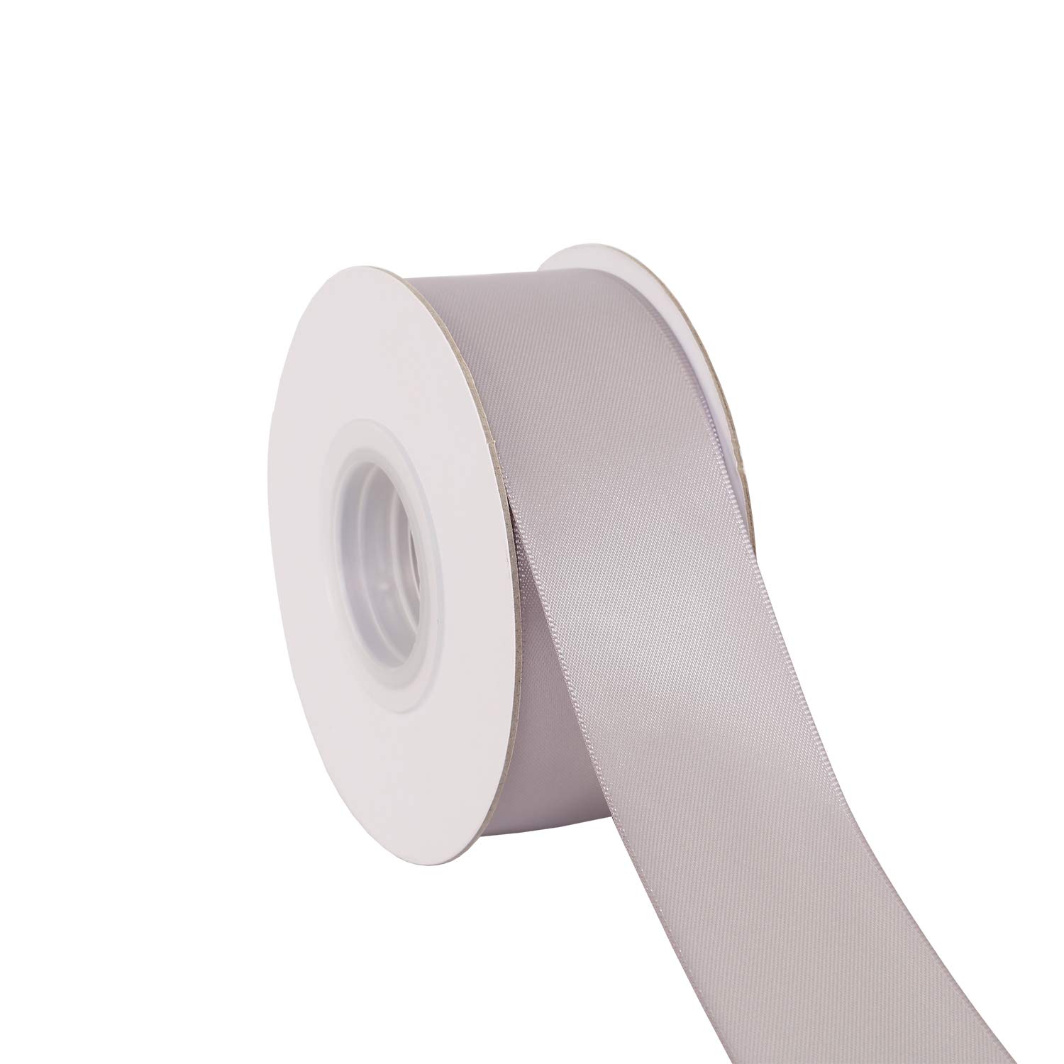 Ribbonitlux 38mm Wide Double Face Satin Ribbon 22 Meters (012-Silver, Set for Gift Wrapping, Party Decor, Sewing Applications, Wedding and Craft