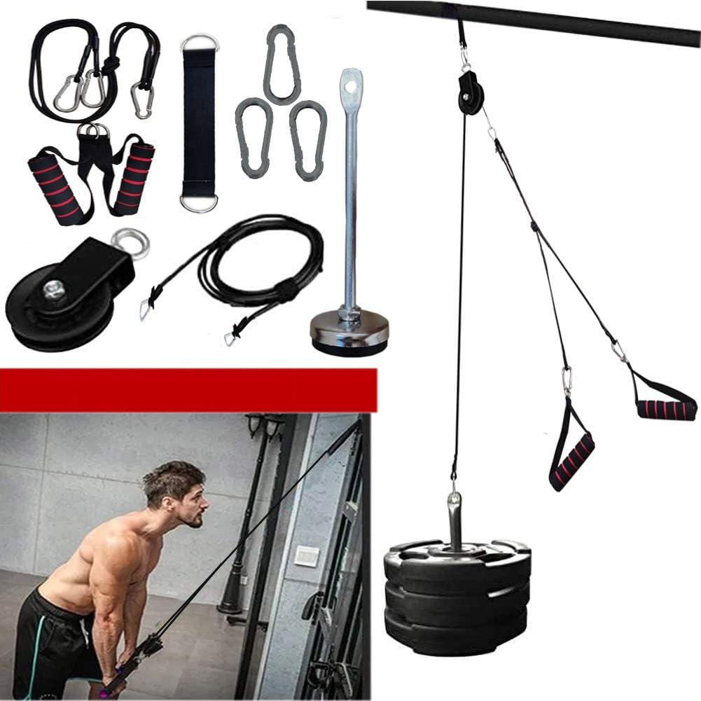 Pulley Cable Machine Men Women Professional Muscle Strength Fitness Equipment Forearm Wrist Roller Training for LAT Pulldowns, Biceps Curl, Triceps Extensions Workout Curved : Sports & Outdoors