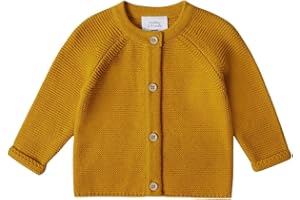 Stellou & friends 100% Cotton Baby Cardigan, Long Sleeve Knit Sweater for Kids, Unisex Tops for Infant, for Children 0-6 Yrs
