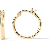 PAVOI 14K Gold Plated 925 Sterling Silver Post Lightweight Hoops | 20mm - 30mm Earring | Gold Hoop Earrings for Women