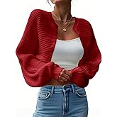 Yousify Women's Bolero Shrug Sweater Open Front Cropped Cardigans Knit Fall Trendy Casual Long Sleeve Y2K Tops