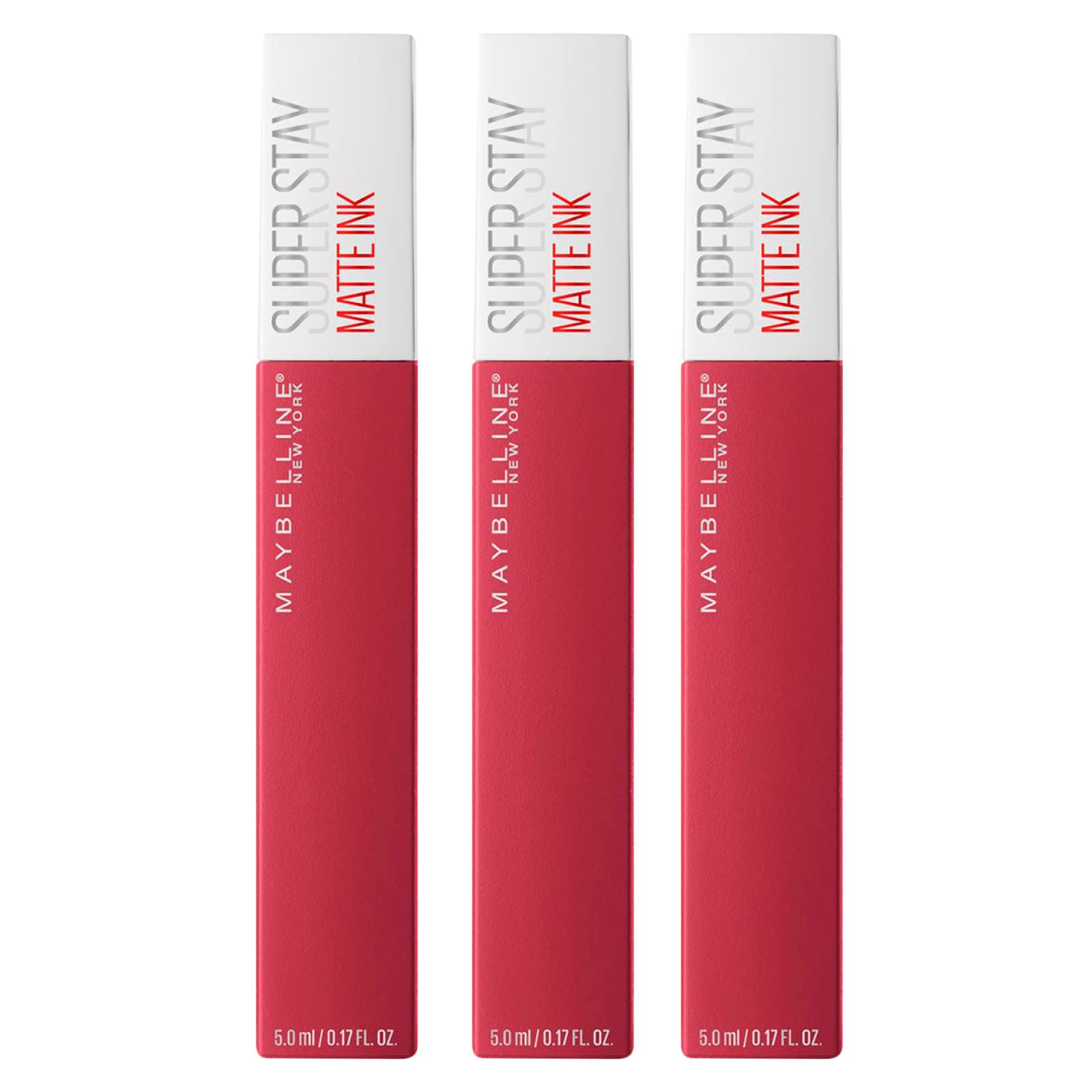 Maybelline New York SuperStay Matte Ink Lip Tint Color 80 Ruler Full Coverage and Uniform Result with Tip Applicator Long Lasting 16h - 3 Lipsticks