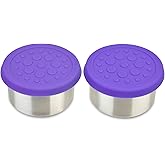 LunchBots 4.5 oz Stainless Steel Dressing Container for Condiments, Dips, Snacks, Dipping Sauce Cups with Silicone Lid, Fits in Lunch Bags and Bento Boxes - Set of 2 (Purple)