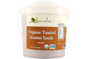 KEVALA Organic Toasted Sesame Seeds (Unhulled) - Single-Origin Premium Selection Roasted Seeds, Sauce and Dip Ingredient, Gluten-Free Seasoning for Asian Dishes and Salad Topping, Bulk Food Size, 4 lb