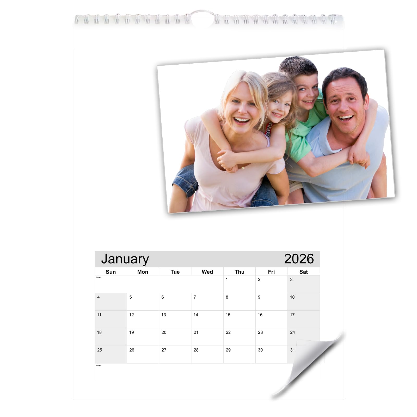 A4 or A3 DIY Blank Calendar, Stick Photos, Colour or Draw, 2026 (Design 1, A4)