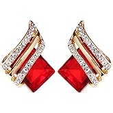 Rhinestone Earrings for Women Red Large Bling Rhinestone Hoop Crystal Stud Earrings for Party Jewelry Accessories Trendy Jewelry Gifts