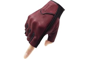 Harssidanzar Fingerless Motorcycle Gloves,for Mens Leather Riding Driving Gloves with Hand Knuckle GM037