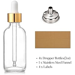 AOZITA Set of 4, 2 oz Golden Cap Clear Dropper