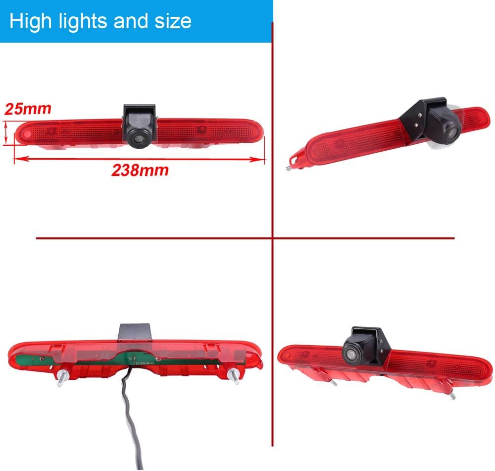 HD 170° Brake Light Roof Rear View Reversing Camera Angle Adjustable Compatible with Toyota Proace Verso/Citroen Berlingo B9 Mk2 MK3/Opel Combo/Limousine X19 Tour Life K9/Peugeot Partner Tepee/Rifter - Image 5