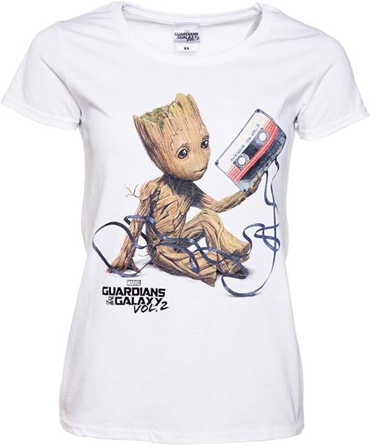Baby Groot mit Kassette T Shirt Damen Guardians of The