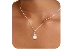 VIROMY Gold Pearl Necklaces for Women Trendy 14k Gold Plated Dainty Necklace Simple Pearl Drop Pendant Necklace Women's Jewel
