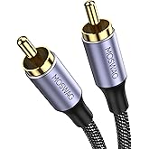 MOSWAG RCA Cables 3FT/1M, RCA Male to RCA Male Digital Coaxial Audio 24K Gold Plated Connectors, Suitable for Home Theater, S