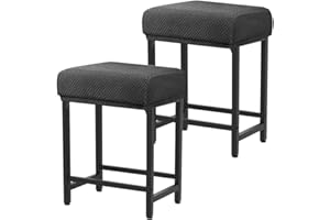 Levoberg Bar Stool Cover Rectangle Stretch Counter Height Barstool Slipcovers Rectangular Vanity Stool Cover Kitchen Counter Saddle Seat Cover for Wooden Metal Bench Set of 2 Dark Gray