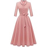 Wedtrend 1940s Dresses for Women 3/4 Sleeve Vintage Tea Party Dress Work Church 1950s Cocktail Dress with Pockets