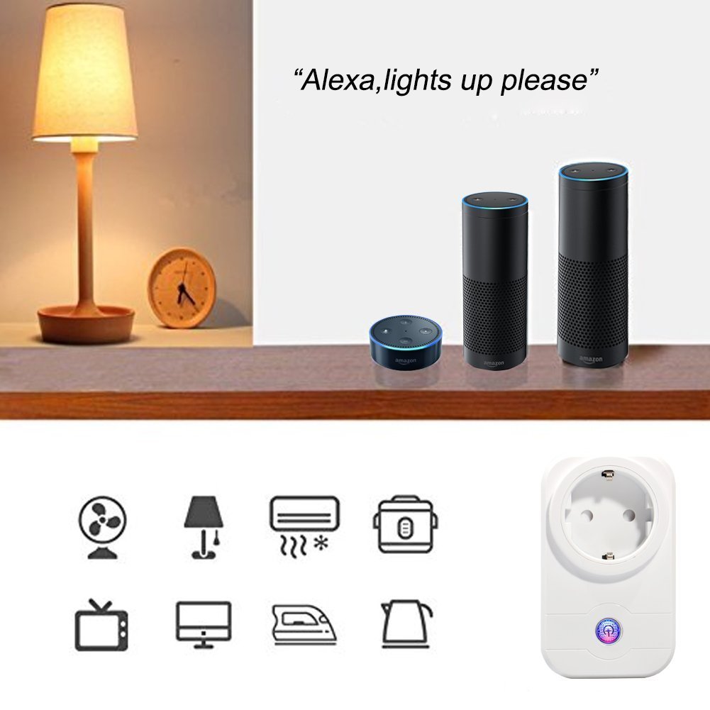 Roadwi WLAN Smart Steckdose, Smart Plug/Wifi Steckdose funktioniert mit Amazon Alexa [Echo, Echo Dot], Steuern Sie Ihr Zuhause von überall und zu jeder Zeit mit Ihrem Tablet oder Smartphone durch App