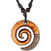 STWTR Pendant Necklace for Men and Women Tribal Style Antique Engraved Spiral Swirl Hook Pendant Necklace