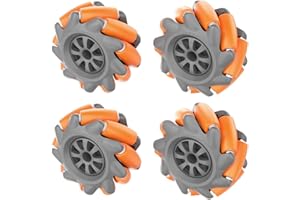 LewanSoul Mecanum Wheel, Omni-Directional Wheel 65mm High Hardness Plastic Wheel, Orange Wheel Intelligent Robot Car Components, DIY Accessories(4PCS)