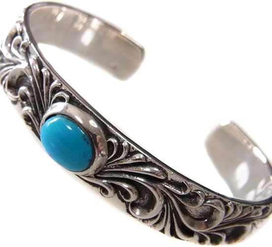 Amazon アラベスク 石付 ストーン ターコイズ ブレスレット バングル メンズ 太め シルバー925製 ブレスレット 通販