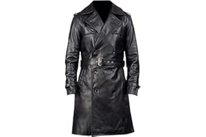 Takitop Jackalious Black Trench Coat Real Lambskin Leather for Men