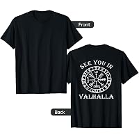Neverless Maglietta Uomo Vikings See You In Valhalla, Spada E Rune, Nero, Taglia XL