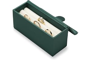 Papten Leather Travel Jewelry Box, Portable Pocket Size Ring Box for Women, Mini Jewelry Travel Case Small Ring Holder Organi