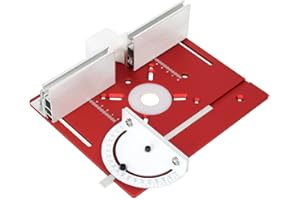 JCFANTS Router Table Insert Plate, Multifunctional Trimming Engraving Table, Aluminium Insert Plate for Table Woodworking Benches Router Flip Plate with Miter Gauge Guide (Red)