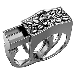INENIMARTJ Men'S Skull Ring Unique Biker Rider