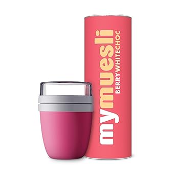 mymuesli 2go-Becher - Magenta - Paket mit Berry-White-Choc Bio-Müsli - 575g - Hergestellt in Deutschland aus 100% Bio-Zutaten
