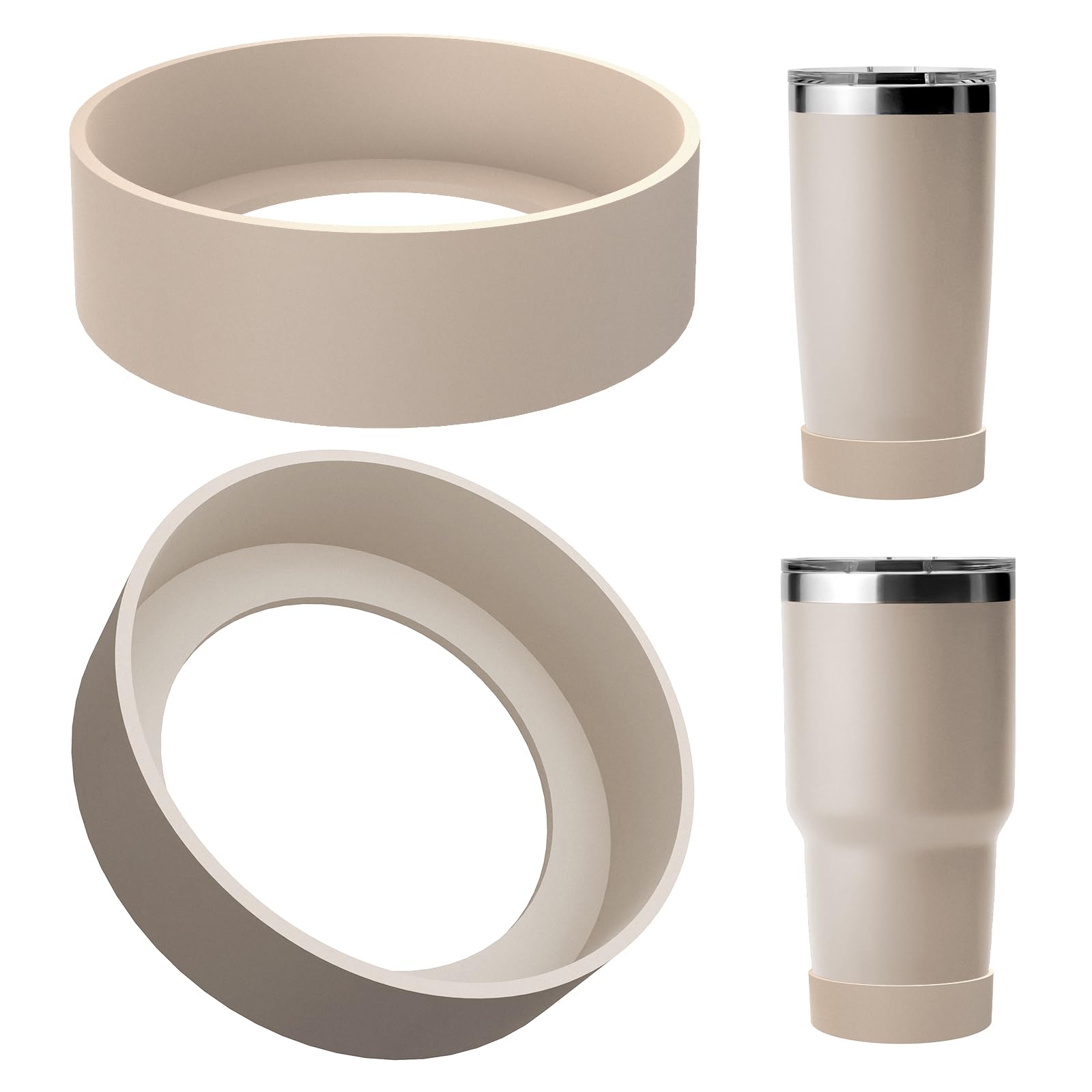 Linkidea 2 Pack Water Bottle Boot Compatible with YETI Tumbler 20oz/30oz, Travel Mug 20oz/30oz, Silicone Anti-Slip Waterbottle Bottom Sleeve Cover Protector (Champagne)