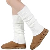 FdcLixuvol White Fuzzy Leg Warmers Fluffy Knit Ankle Socks Winter Ruffle Kawaii Leg Warmers Ankle Warmer College Concert Thick Boot Socks for Women Girls