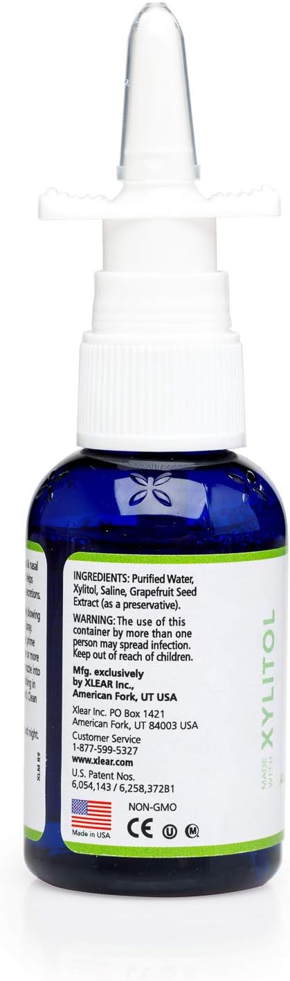 Xlear Nasal Spray with Xylitol, All-Natural Saline Nasal Spray for Sinus Rinse & Sinus Relief 1.5 fl oz (3 Pack): Health & Personal Care