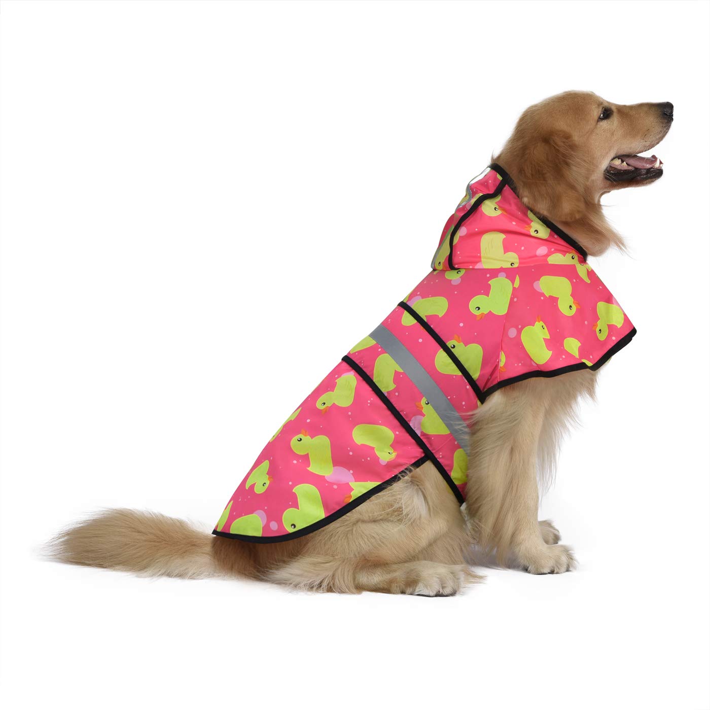 HDE Dog Raincoat Hooded Slicker Poncho for Small to X-Large Dogs and Puppies (Pink Ducks, X-Large)