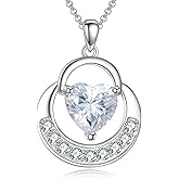 SHINYKEND 925 Sterling Silver Moissanite Heart Necklace for Women, Horseshoe Pendant Necklace Valentine's Day Birthday Mothers Day Graduation Jewelry Gifts for Her Mom Girlfriend Daughter 18+2"