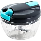 MAXCOOK Manual Food Processor Vegetable Chopper (520ml, Blue) | Mini Food Vegetable Chopper, Hand Pull Onion Garlic Nut Fruit Salad Meat Chopper for Kitchen