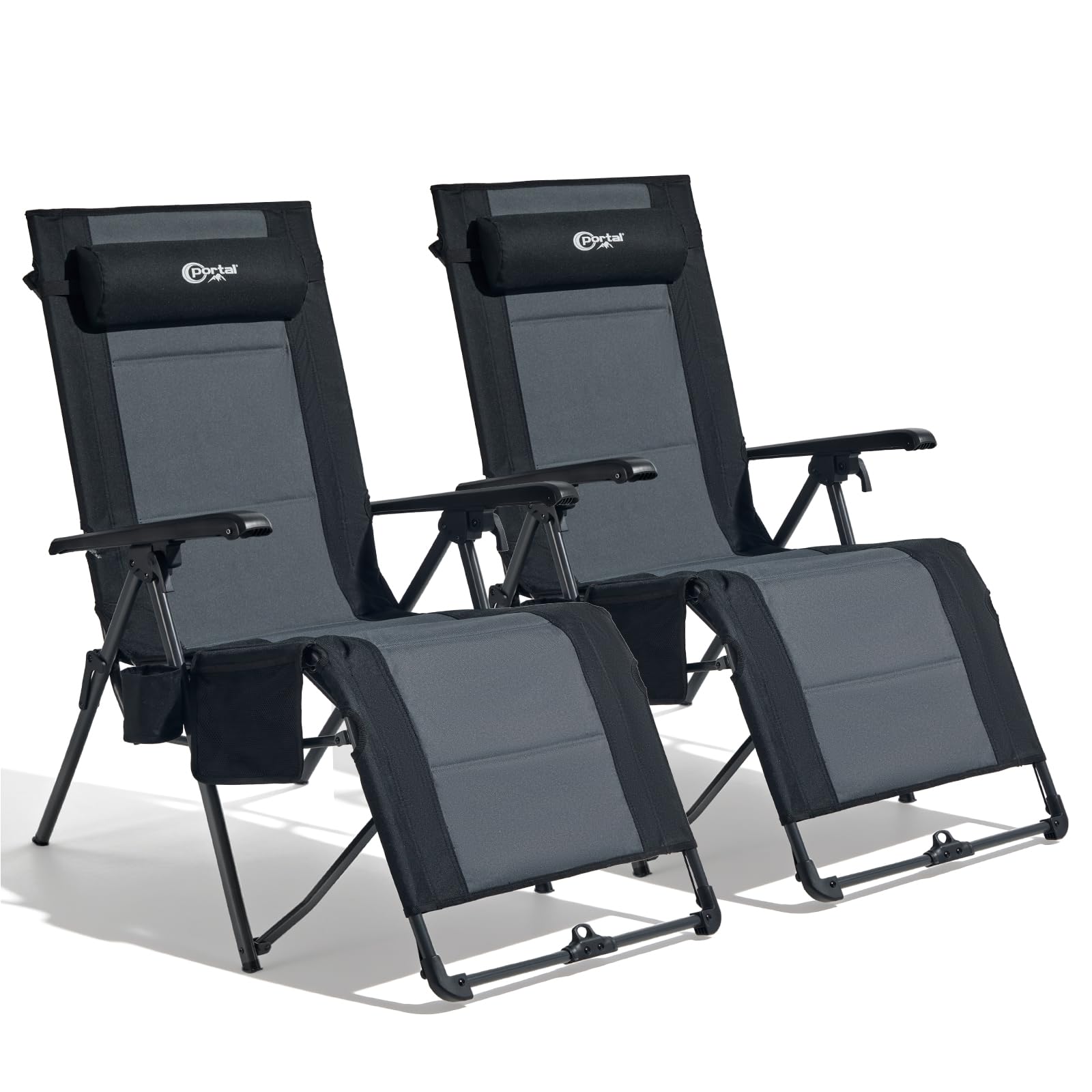 Portal Portable Zero Gravity Chair, Lounge Chair Outdoor Oversized Zero Gravity Chair Folding Lounge Chair with Adjustable Pillows and Cup Holder for Poolside Backyard and Lawn, Support 350lbs Image