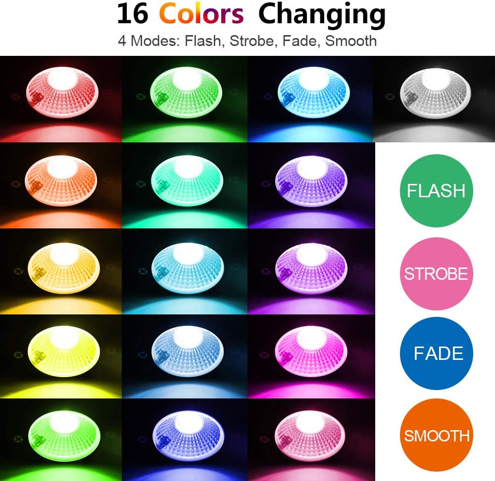 ZUCKEO Landscape Lighting 6W RGB Remote Control LED Landscape Lights 12V 24V Low Voltage Garden Pathway Lights, Waterproof 16 Color-Changing Decorative Lights for Indoors Outdoors(8 Pack) - - 