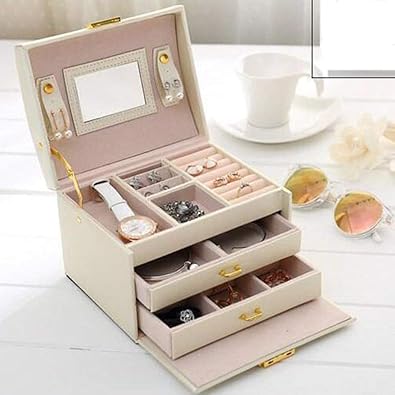 Buy Yongan White Jewelry Storage Organizer Drawers Box Three