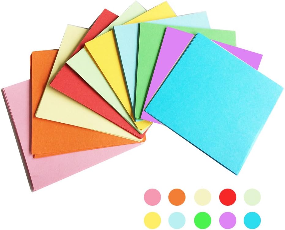Amison Origami Paper Set 600 Sheets 3 Sizes 10 Bright Colors Double Sided Square Multicolor - Image 4