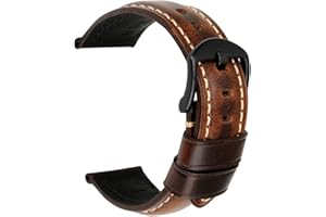 REZERO Watch Band, Vintage Oil Wax Leather Watch Straps 18mm 19mm 20mm 21mm 22mm 23mm 24mm 26mm Watch Belt for Men Women