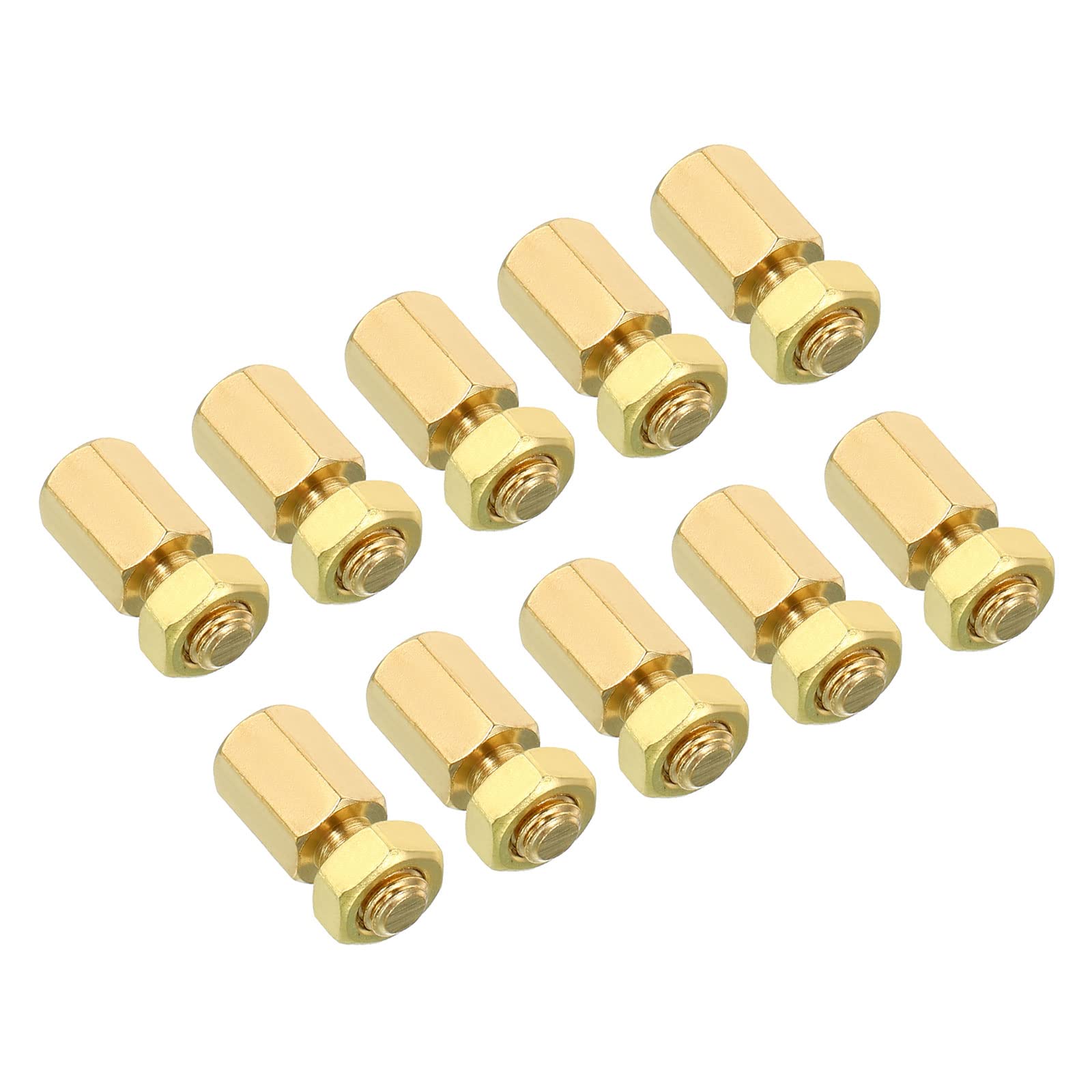PATIKIL 10mm+6mm M5 Standoff Screws, 40 Pack Brass Hex PCB Standoffs Nuts for Motherboards, Computer Cases, Circuit Boards, Electronics, Gold Tone