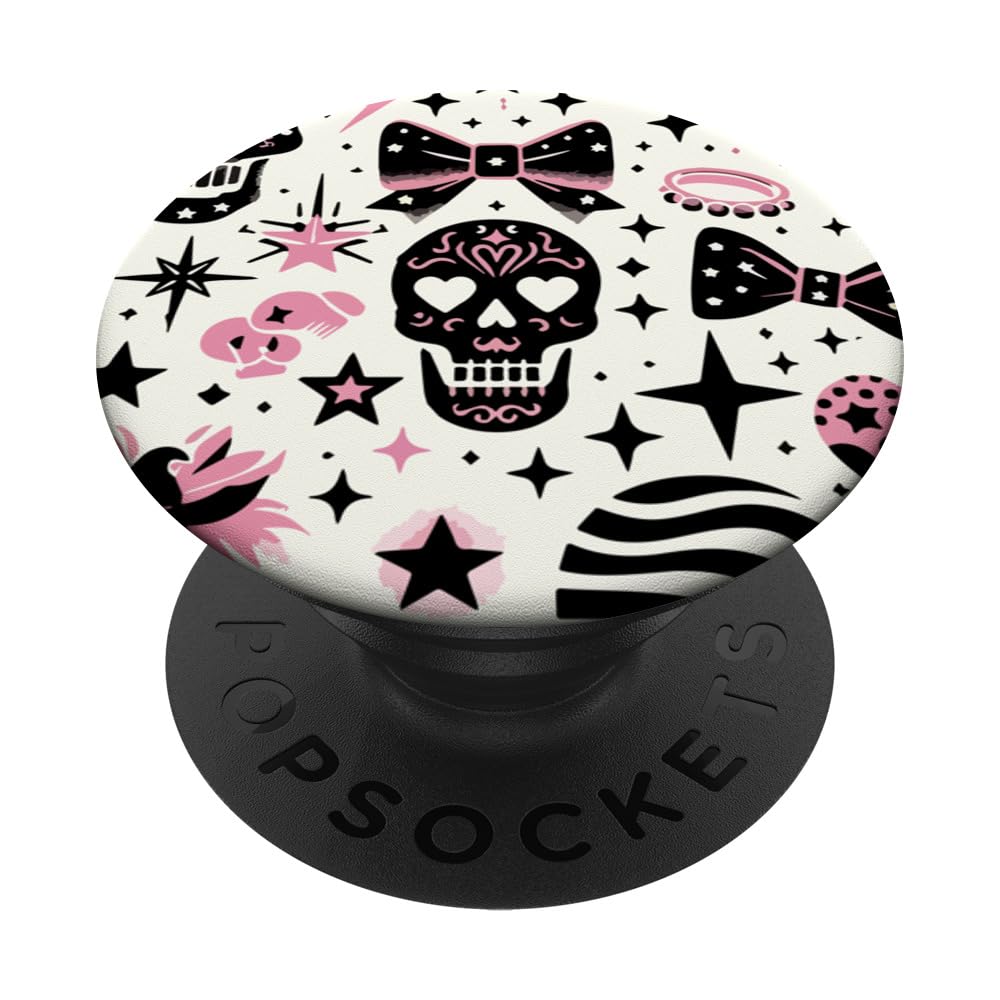 Aesthetic Star Skull Bow Leopard Zebra Pink Y2K Cute PopSockets Swappable PopGrip
