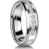 XIIDENG 6mm 8mm Silver/14K Gold/Black Tungsten Carbide Men's Fashion Wedding Ring Suitable for Daily Wear Sizes 7 to 13