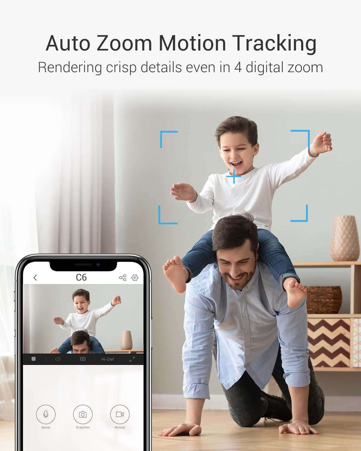 EZVIZ 4MP Indoor Camera, Pan/Tilt Baby Pet Monitor with AI Human and Pet Detection, Voice Activity Detection, Waving-Hand Recognition, Starlight Lens Color Vision, 2.4/5 GHz Dual-Band Wi-Fi | C6