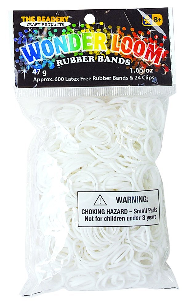 The Beadery Wonderloom Bands, Latex Free Rubber, White