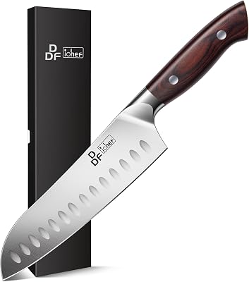 Kochmesser, Küchenmesser Santokumesser 18cm Profi Messer Scharfe Messerklinge mit Ergonomischer Griff für Haus und Restaurant