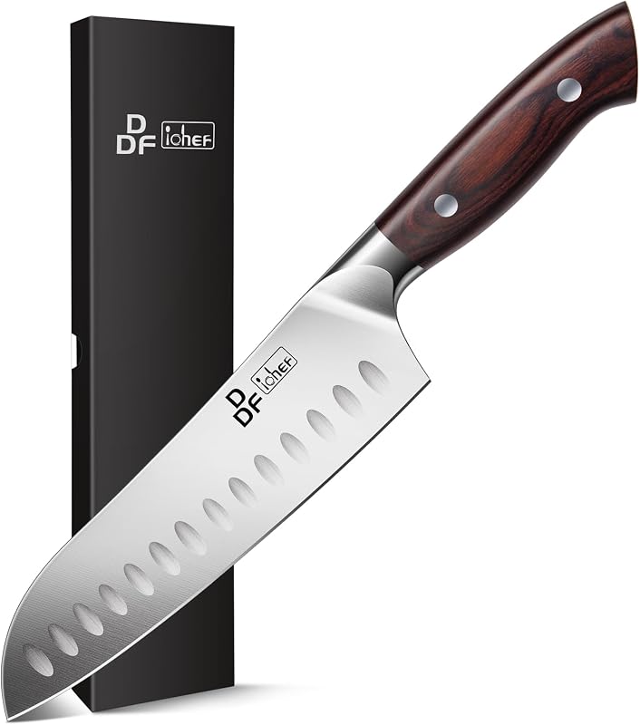 Kochmesser, Küchenmesser Santokumesser 18cm Profi Messer Scharfe Messerklinge mit Ergonomischer Griff für Haus und Restaurant — Foto 1 von 7