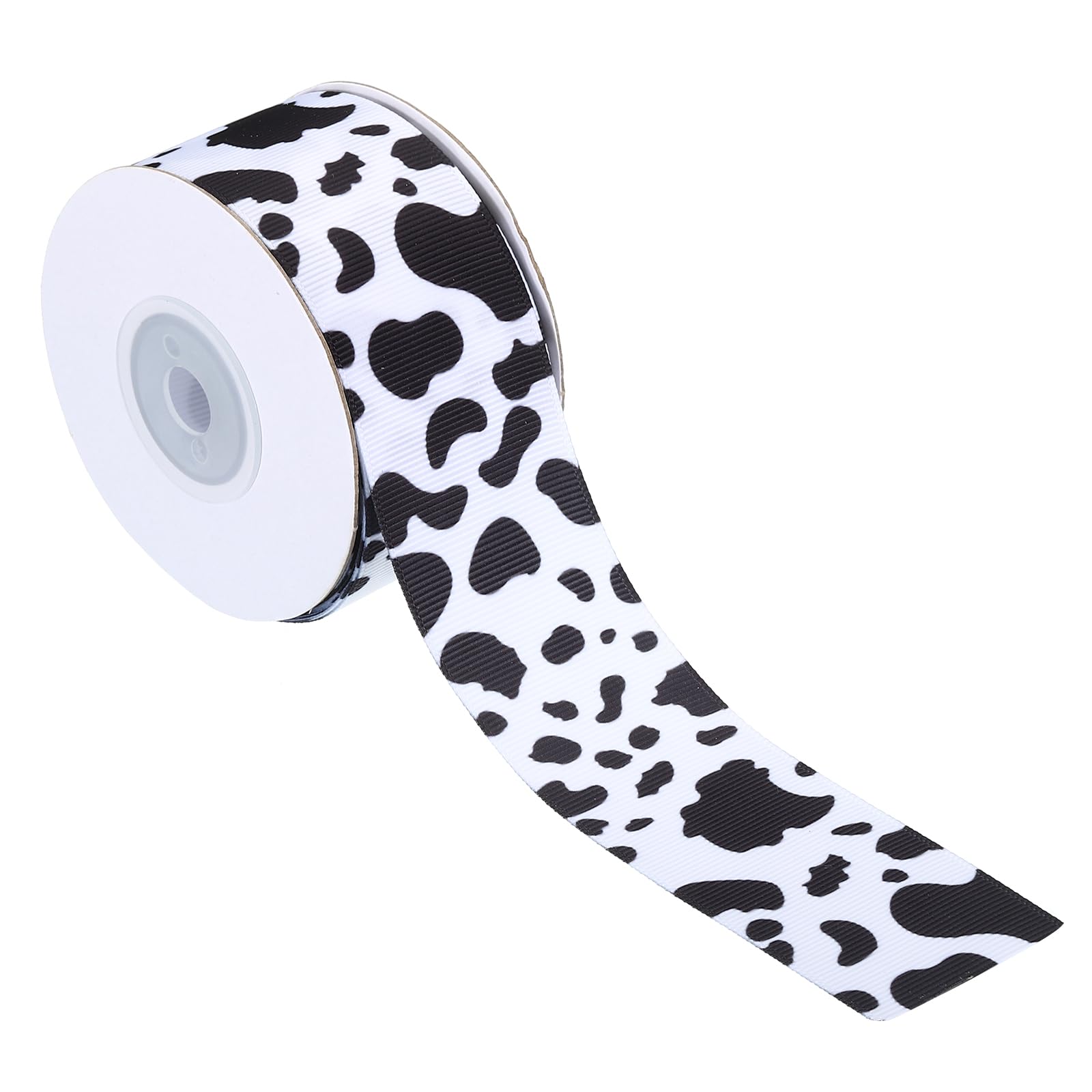 PATIKIL 10 Yards Ribbon for Gift Wrapping, 1pcs 38mm(1 1/2 Inch) Cow Print Ribbons for Crafts Thin Ribbon for Wedding Decoration Gifts Home Coming-Mum Hat Bow, Black White